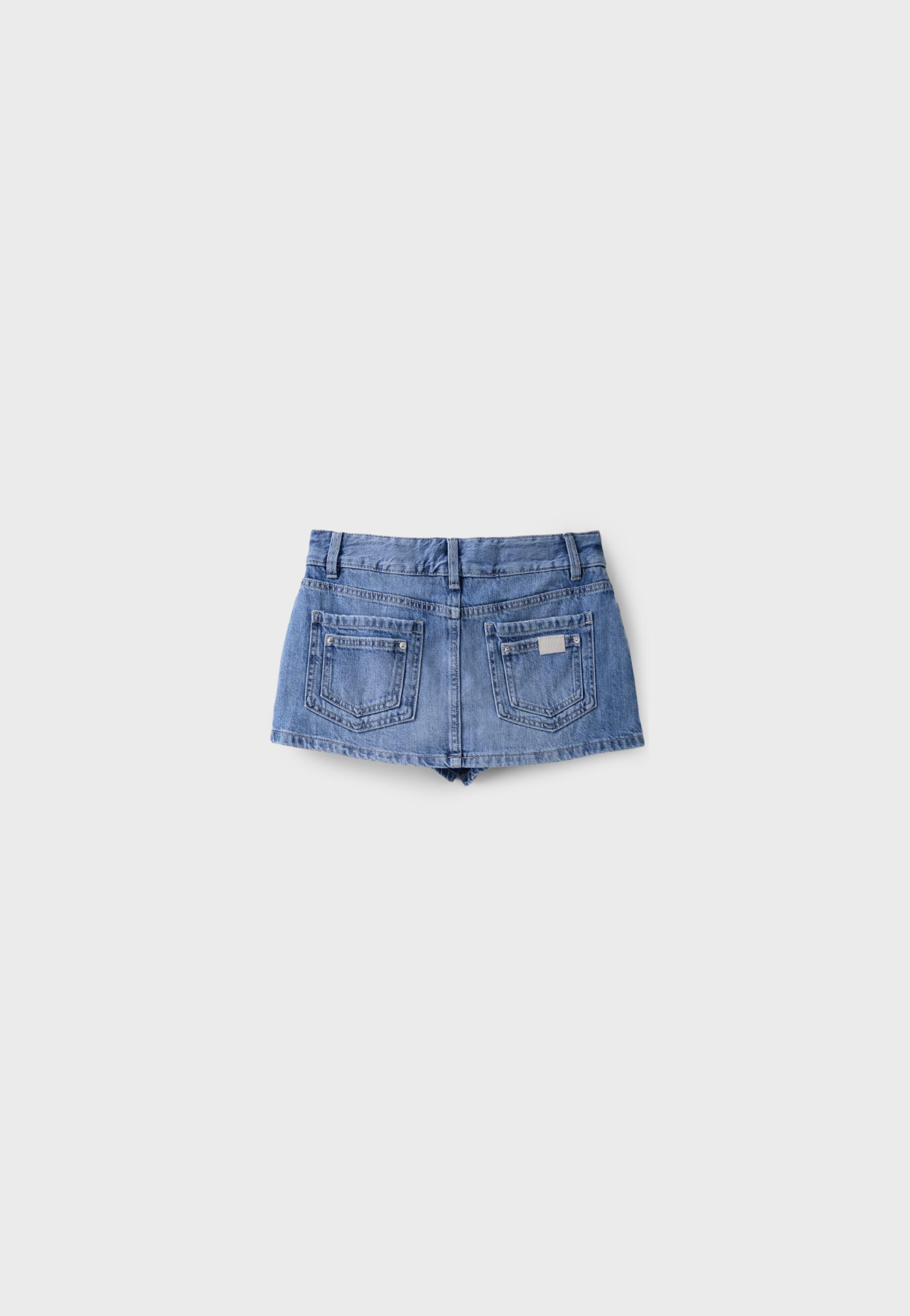 Hammer loop mini skort — MEDIUM BLUE DENIM