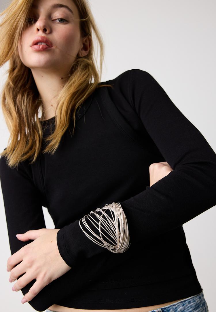 Stradivarius Βραχιόλι Με Πολλούς Κρίκους Γκρι Os φωτογραφία