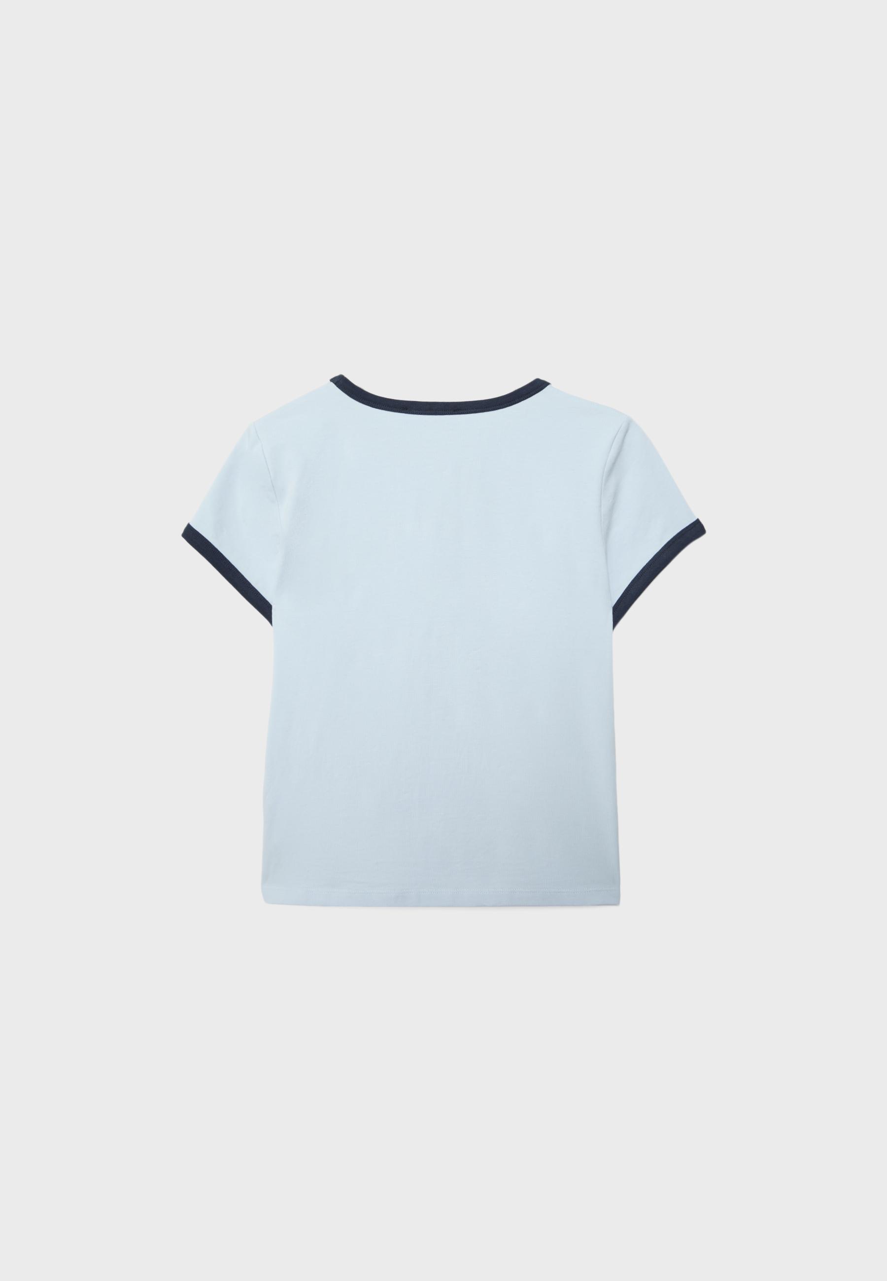 Contrast print short sleeve T-shirt — Sky blue