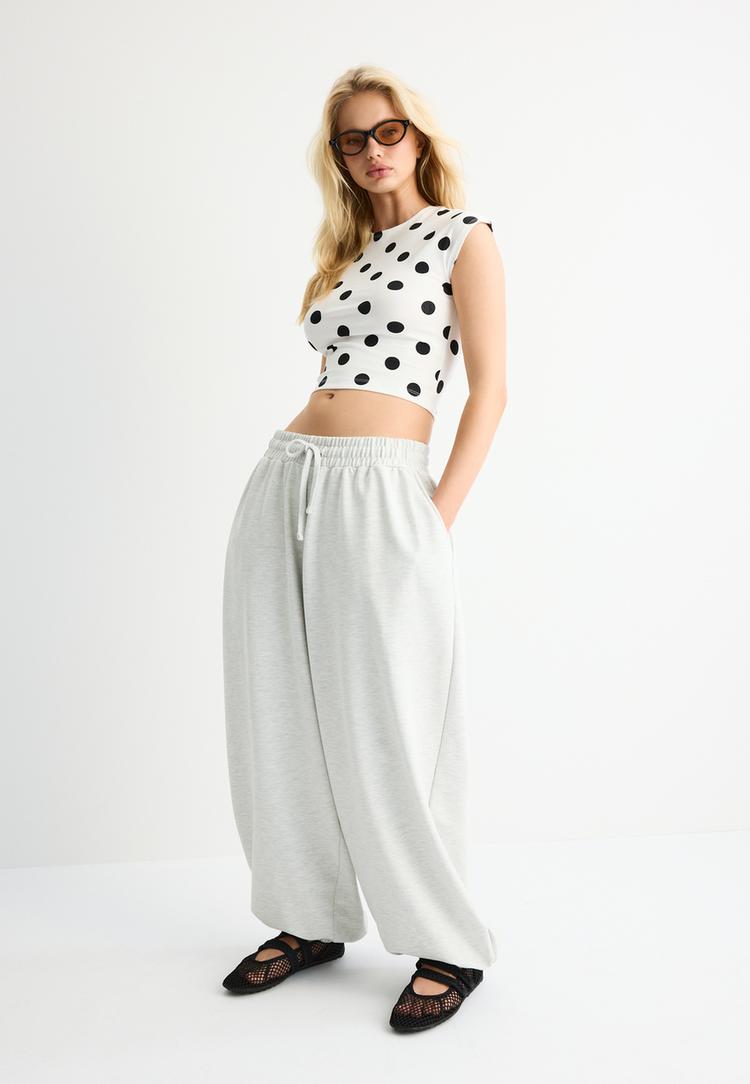 Stradivarius Jogger Μπαλούν Όγκου Γκρι Μελανζέ S