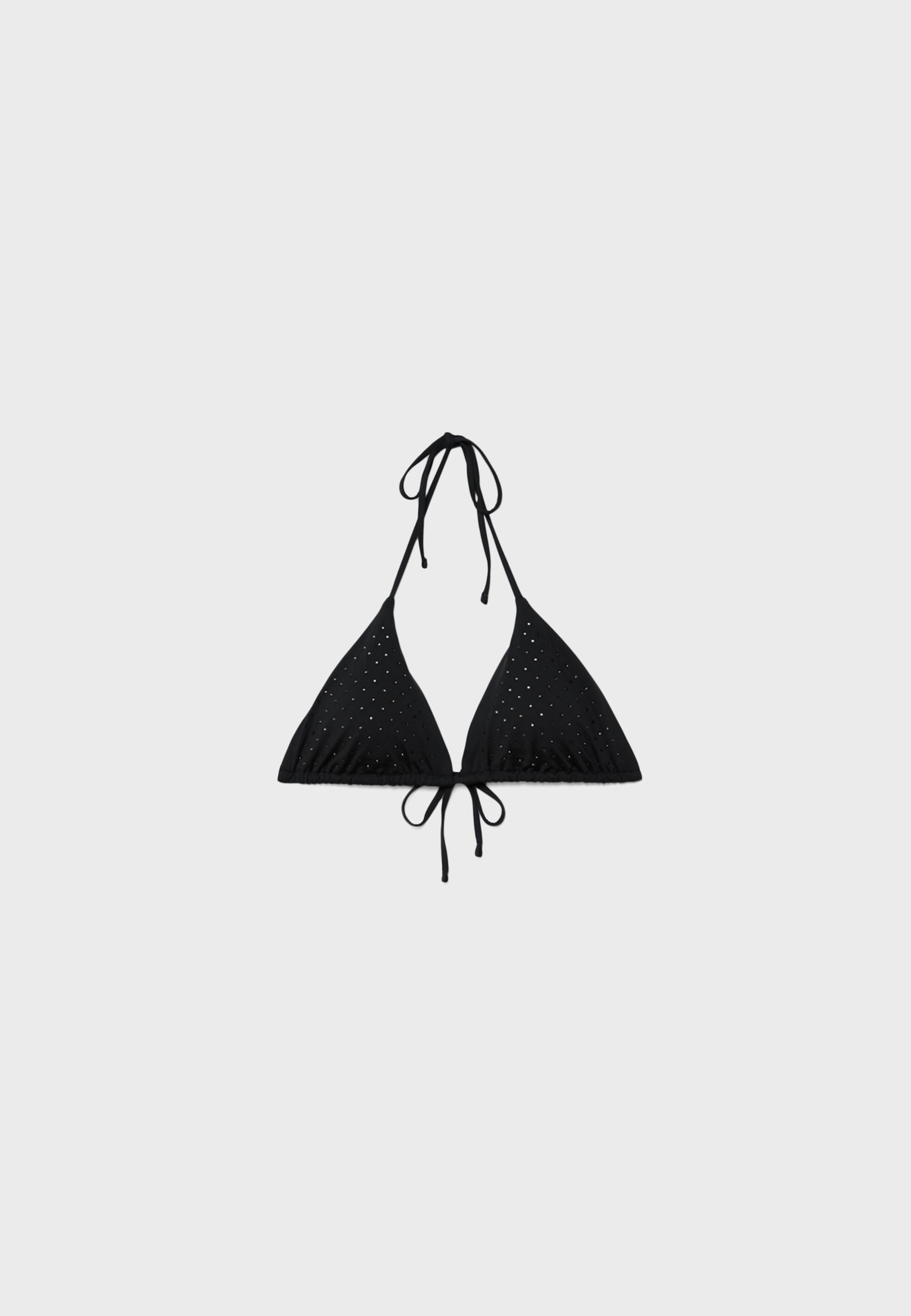 Shimmery triangle bikini top — Black