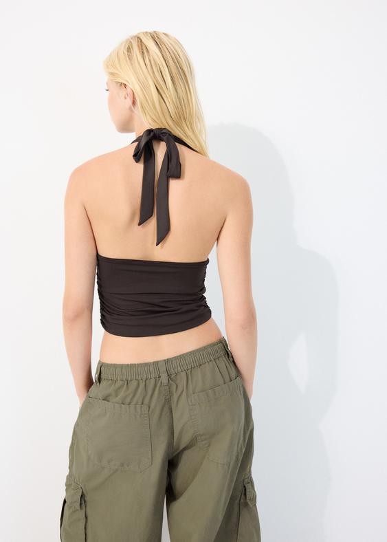 halter yaka buzgulu baglamalı top