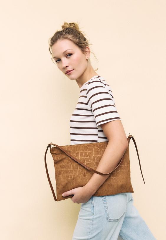 yumusak dokunuslu mini fermuarl omuz cantas