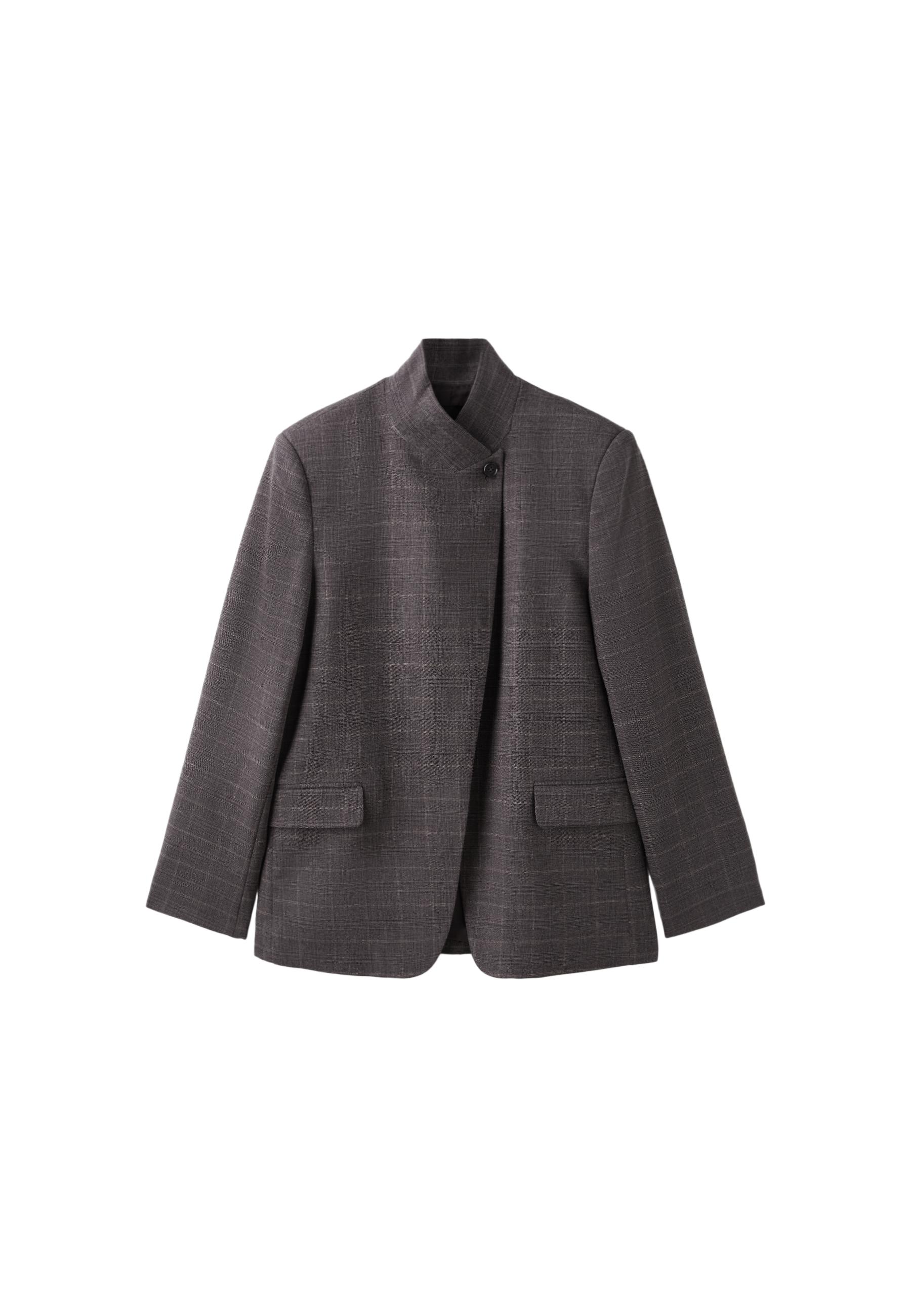 Asymmetric check blazer — Beige