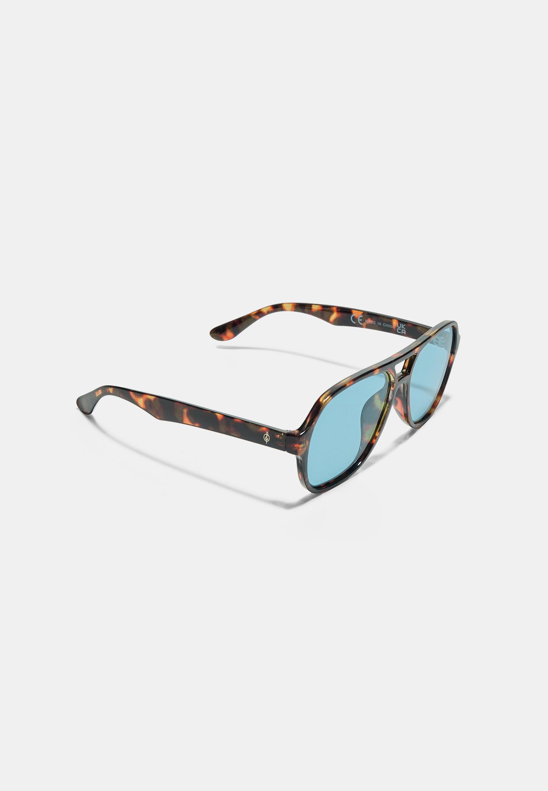 Double bridge resin sunglasses — Blue