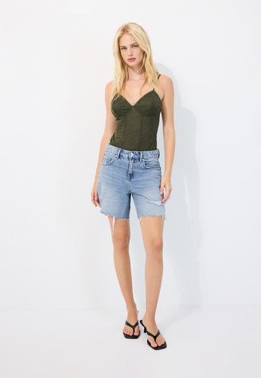 Lace strap bodysuit — Olive green 2