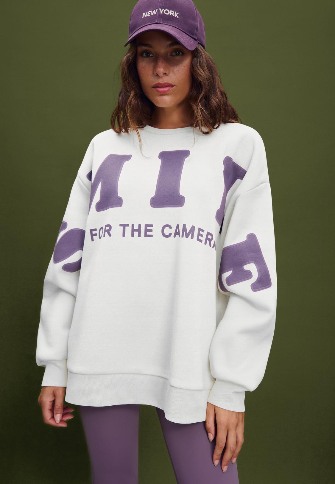 Smile print oversize sweatshirt Women's fashion Stradivarius