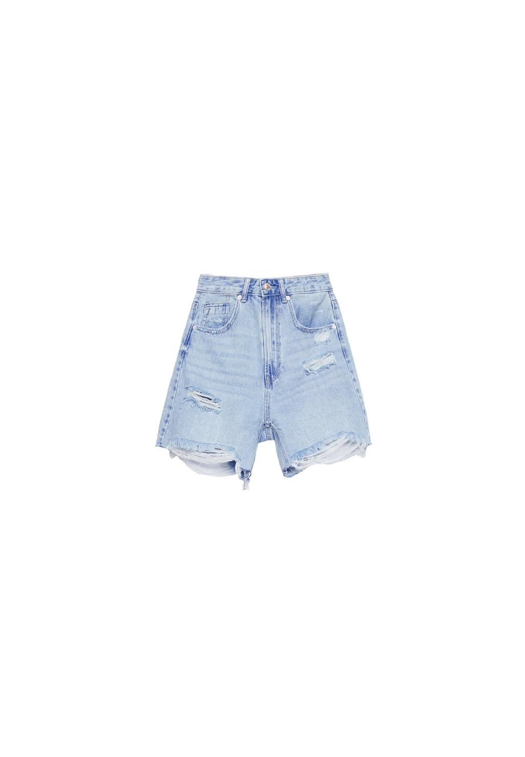 D93 shorts i denim med ekstra længde