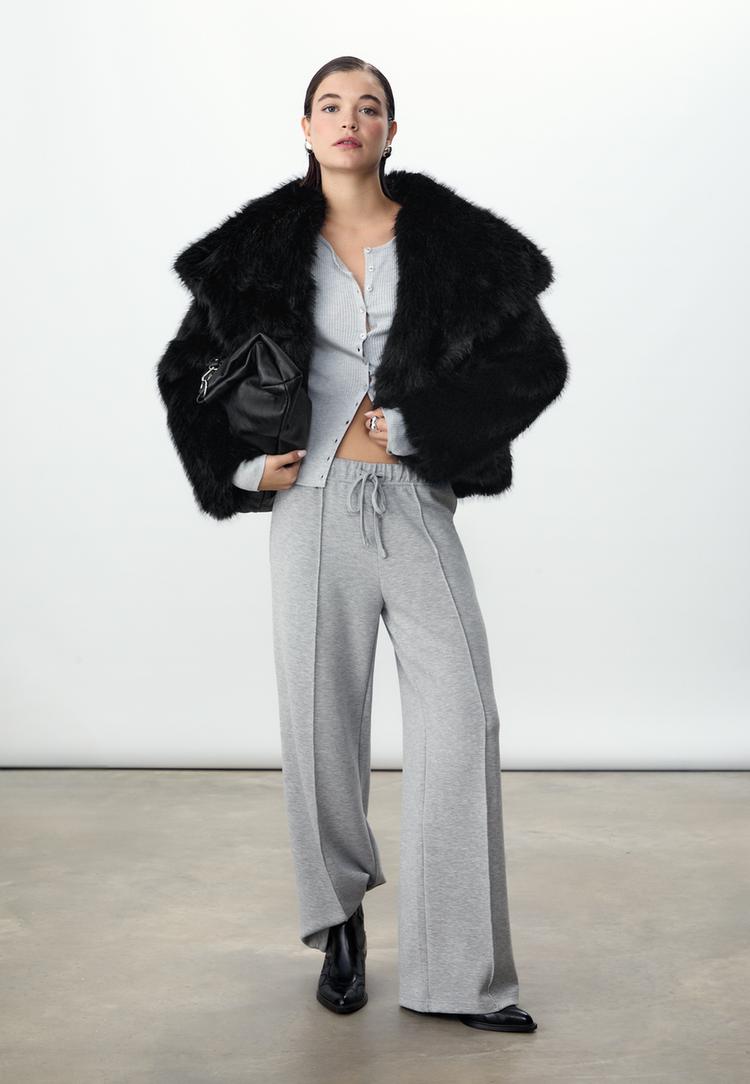 cropped faux fur jacket