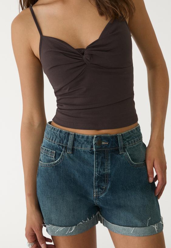 rolled up denim shorts