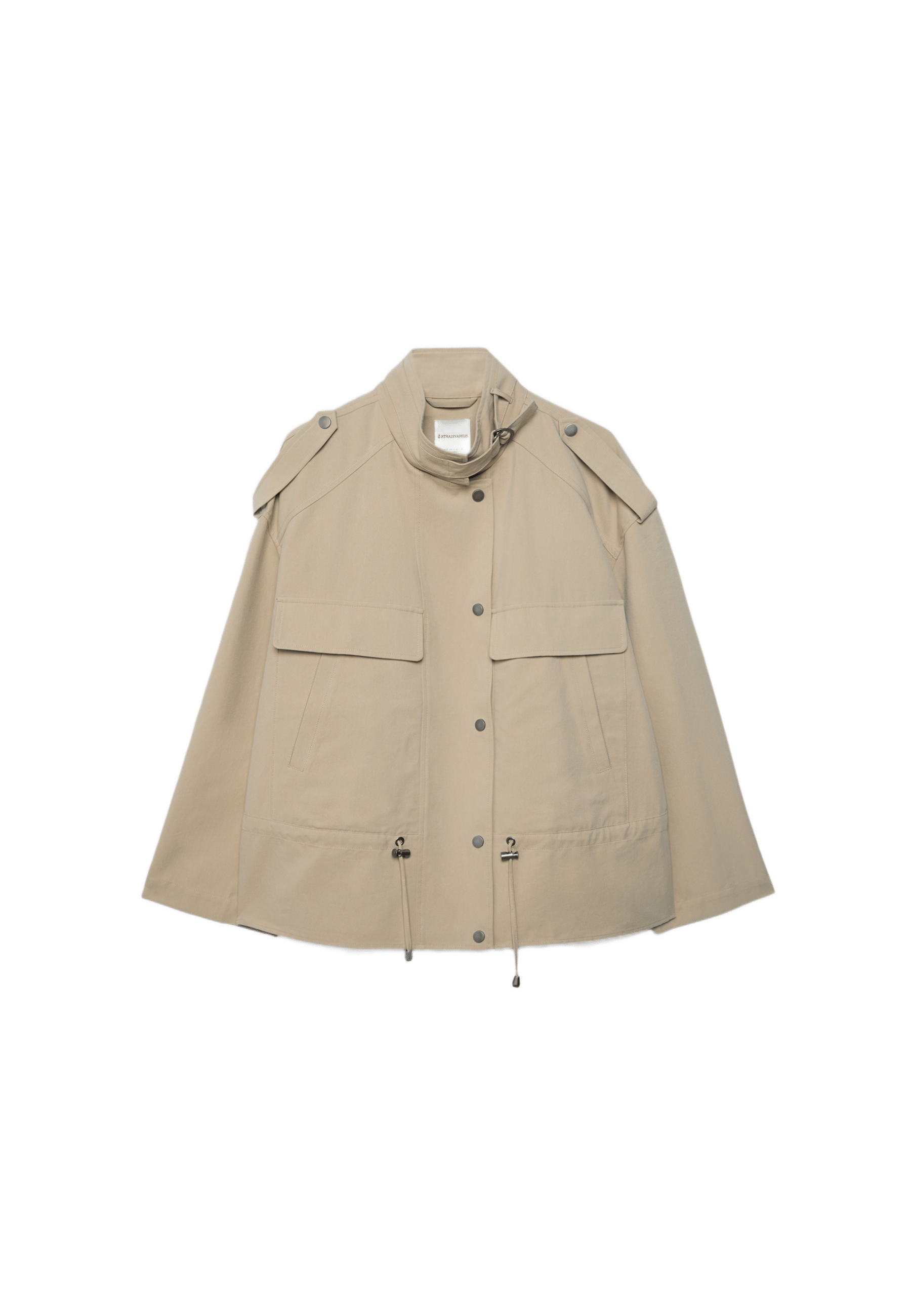 Fluid cropped jacket with front pockets — Stone