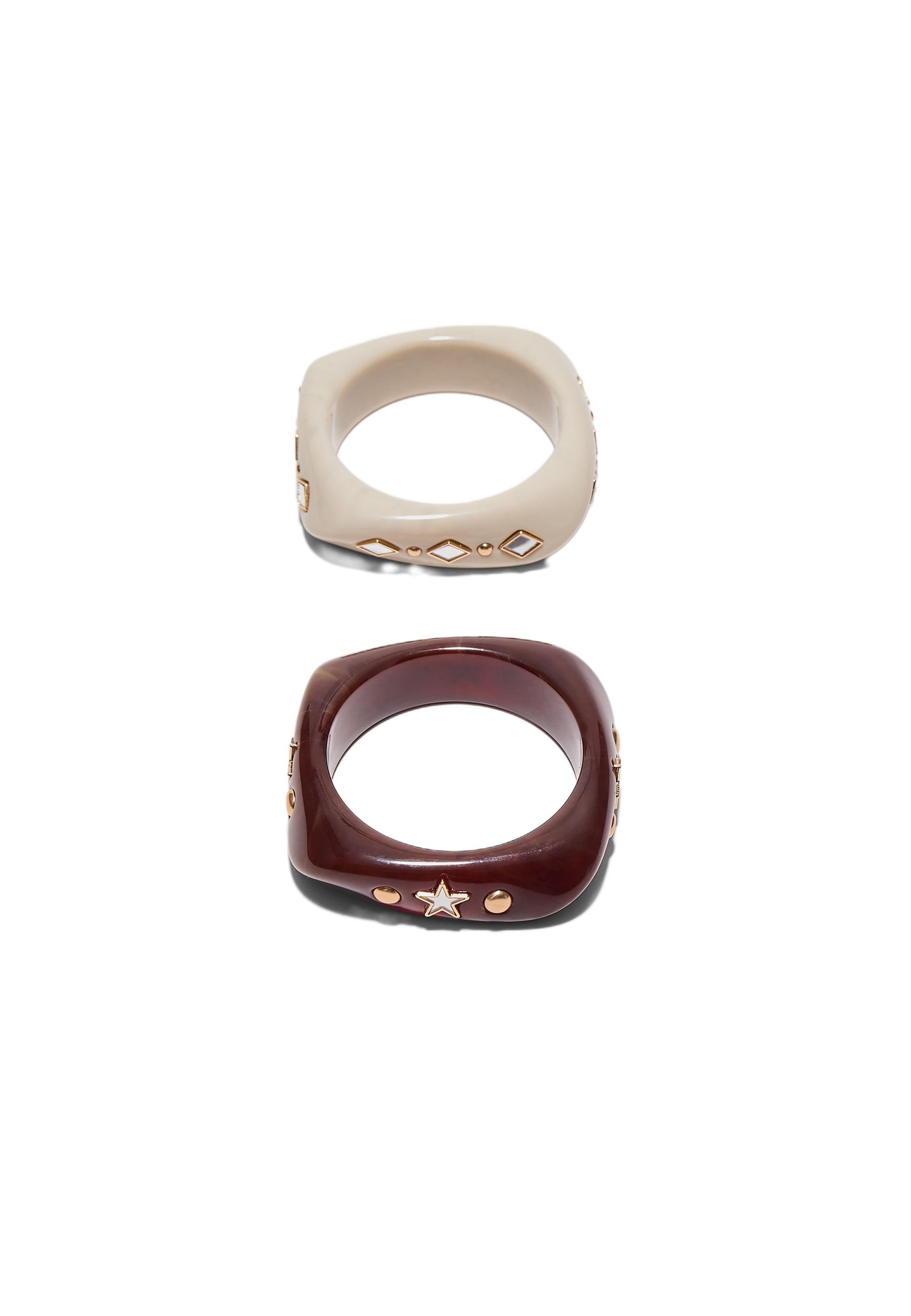 Set of 2 star and brilliant bracelets — Brown