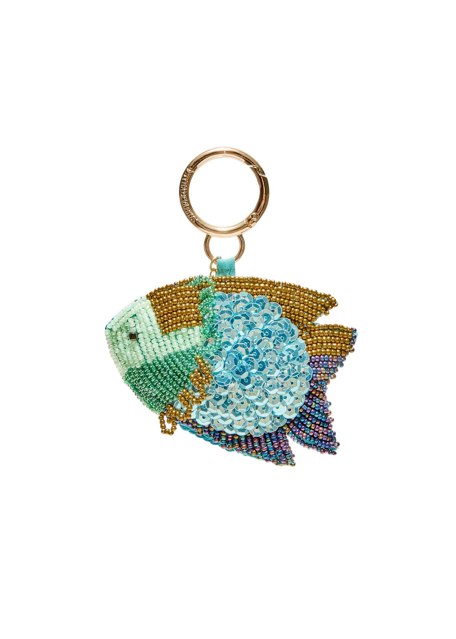 Beaded fish charm — Blue