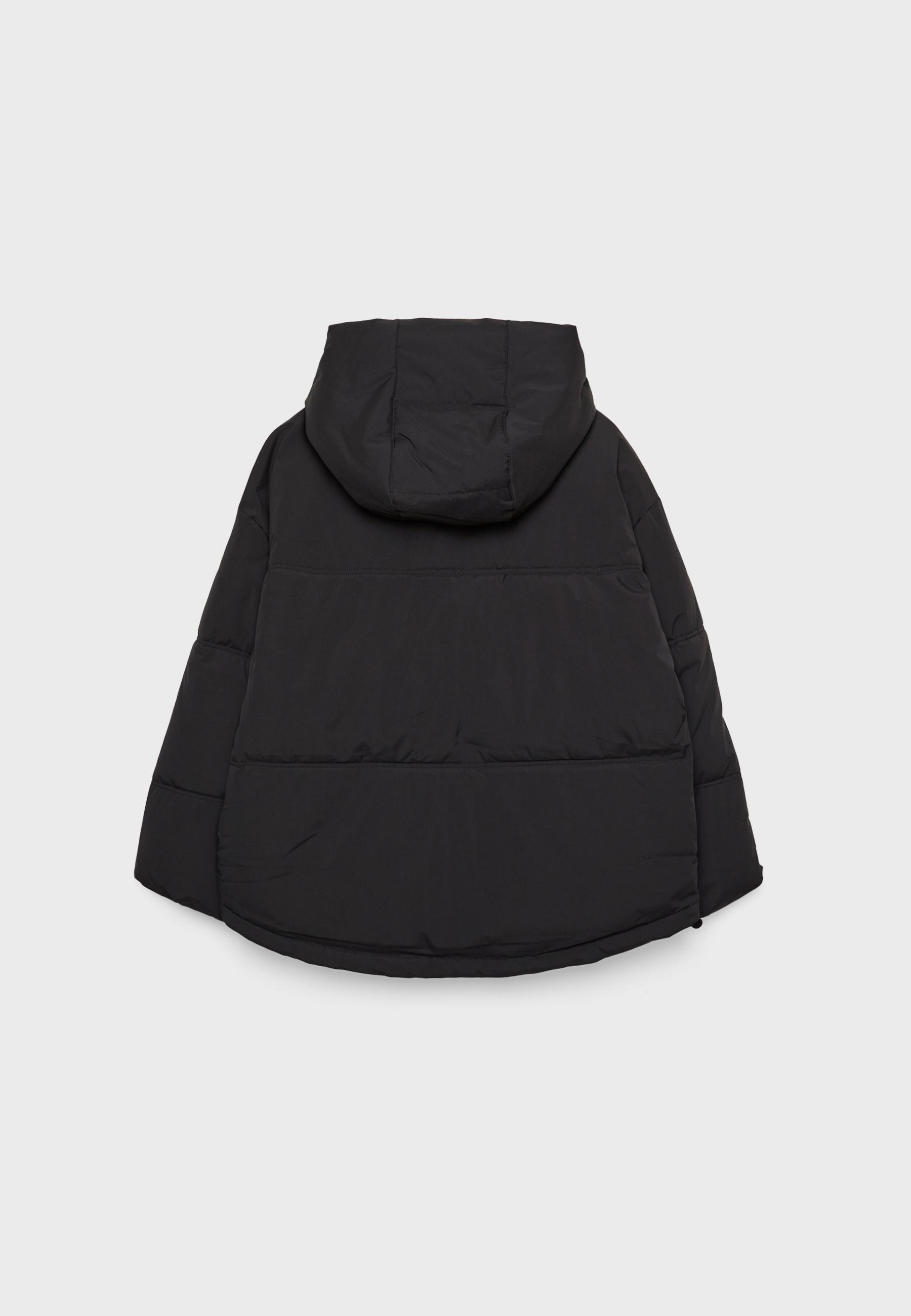 Oversize padded jacket with hood — Black