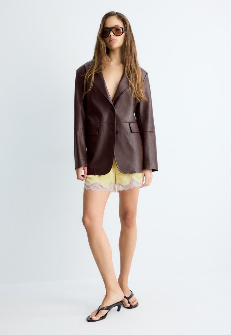 faux leather blazer