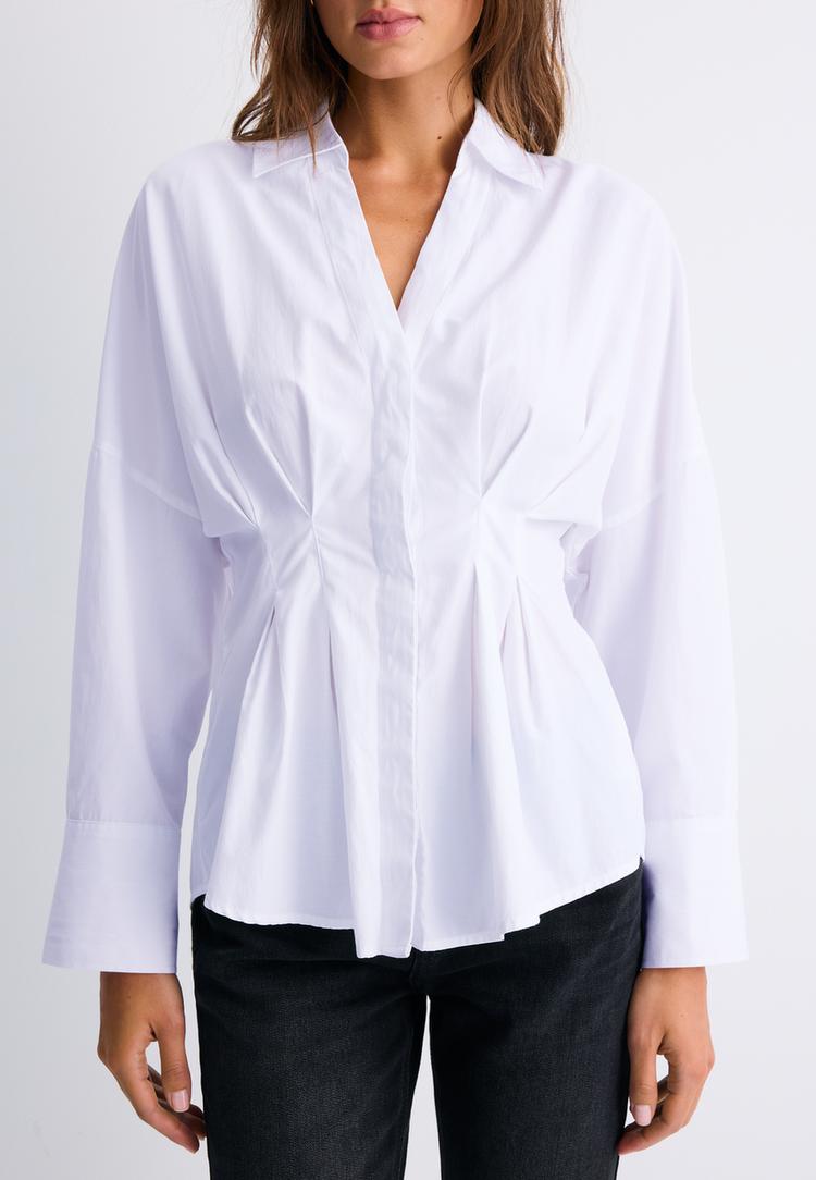 Stradivarius Košulja Od Popelina S Naborima White M