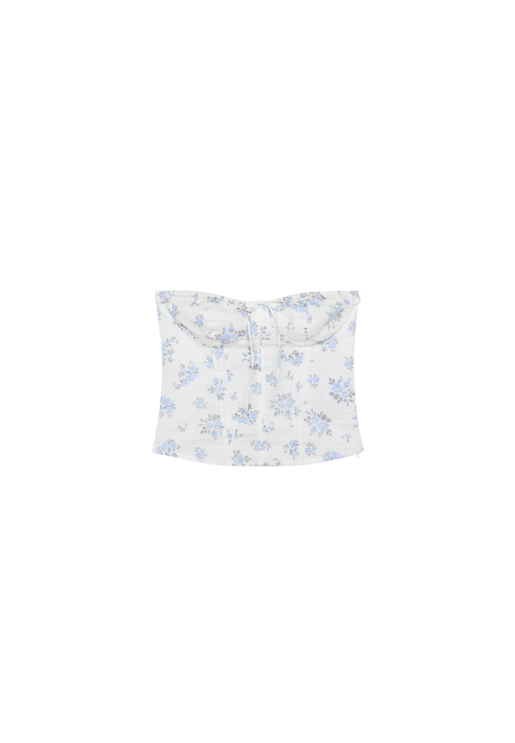 Floral print corset top — Sky blue