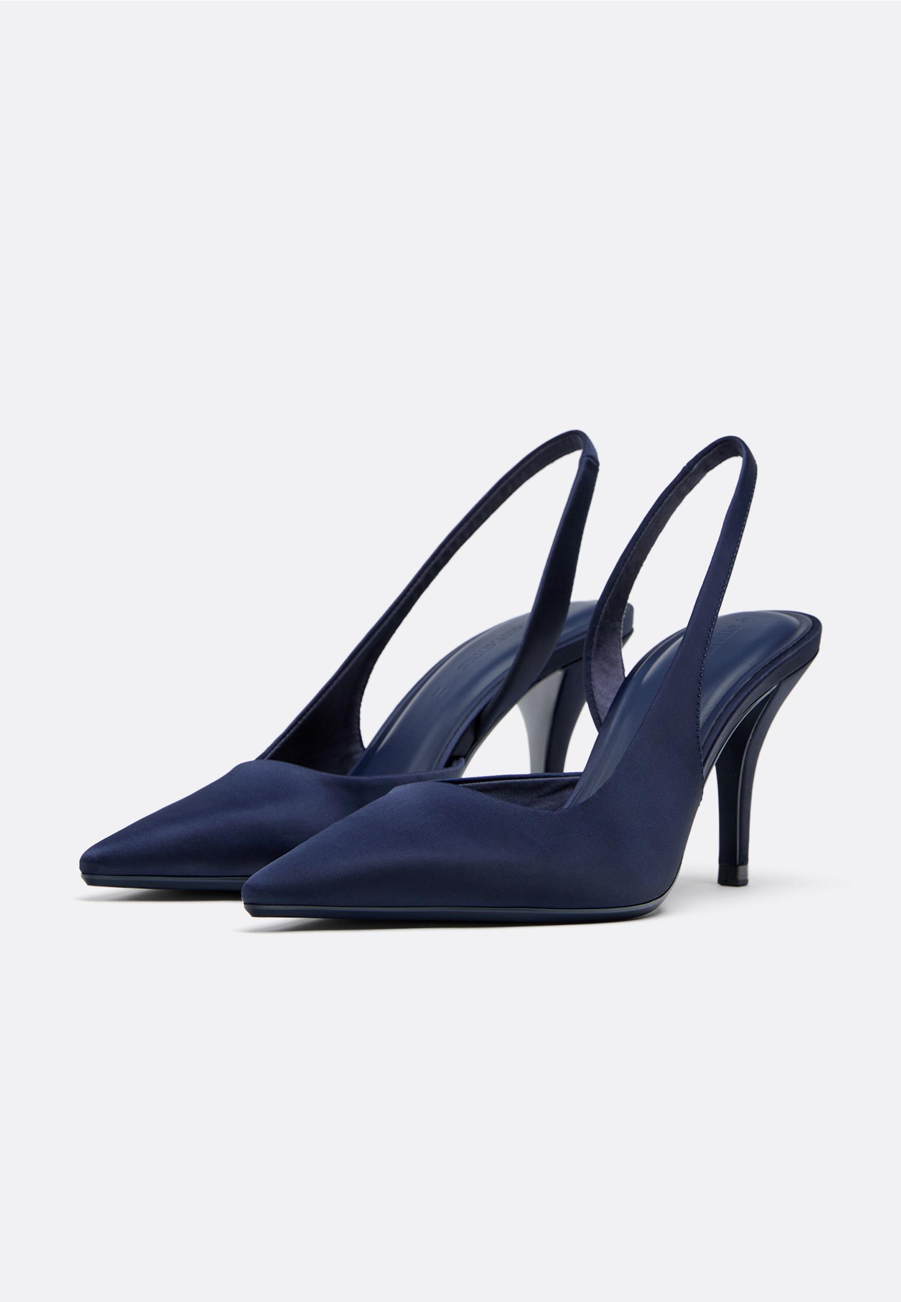 Satin effect heeled shoes — BLUE