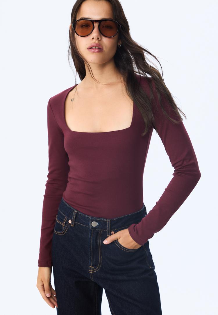 basic t shirt with square neckline