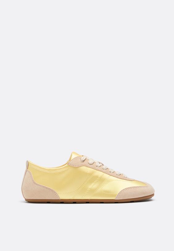 Stradivarius Satin Finish Flat Slippers Yellow 3