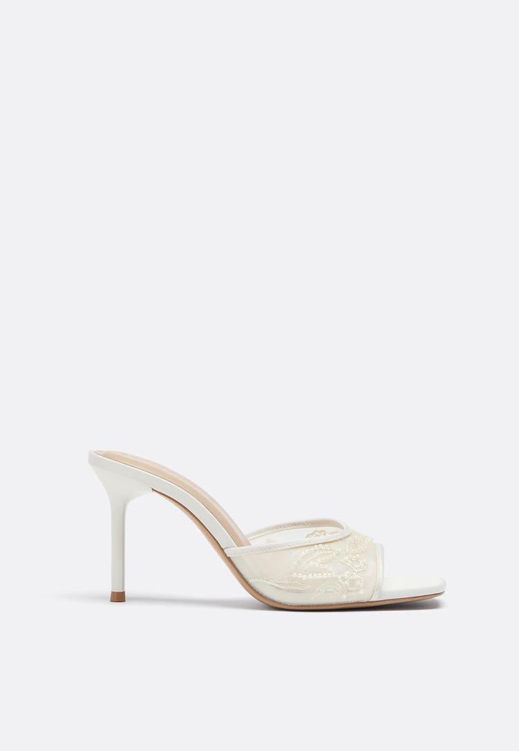 sandales talon aiguille mesh et perles
