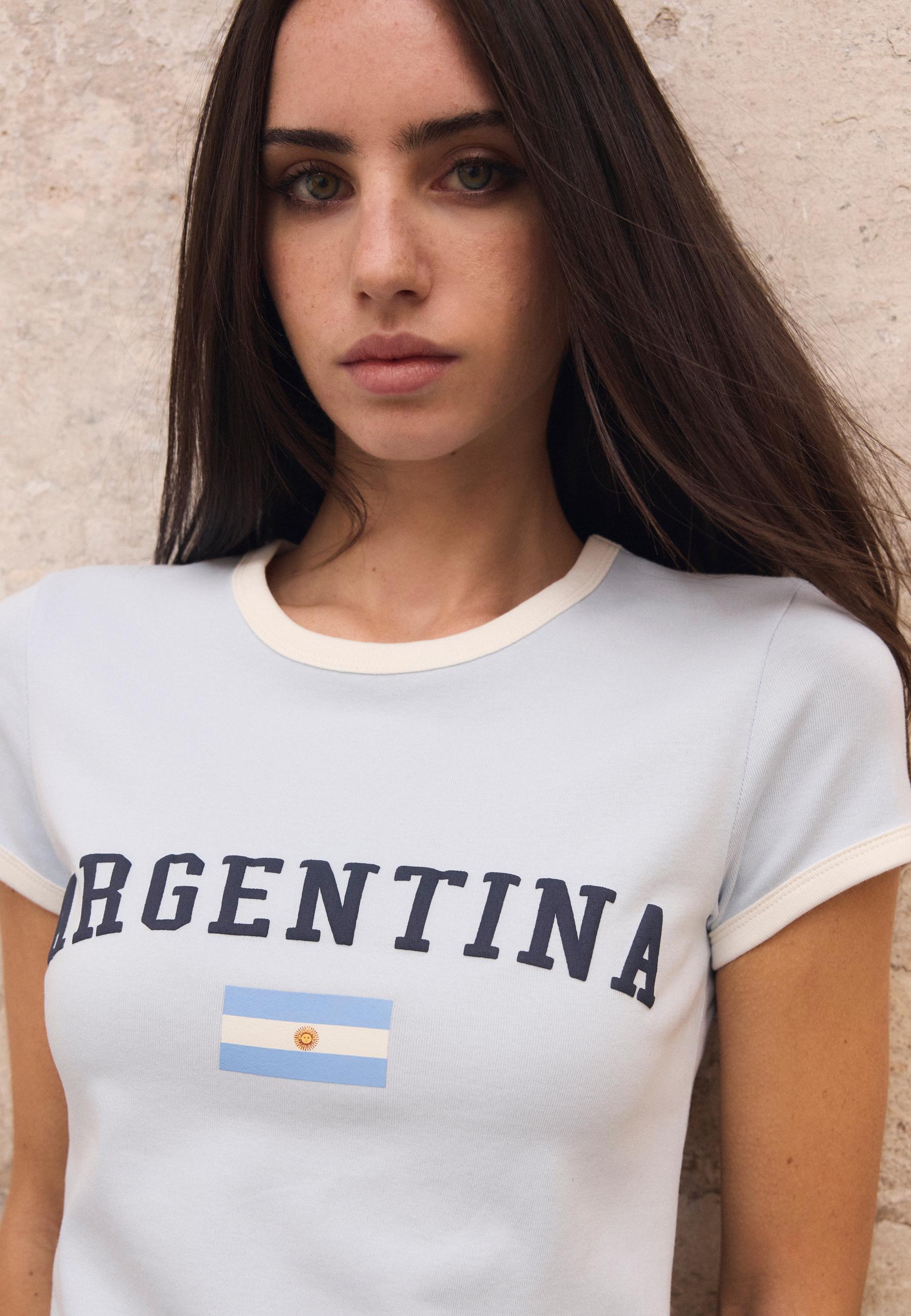 Printed short sleeve T-shirt — Sky blue