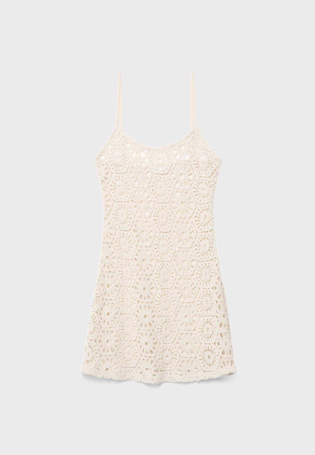 Robe courte maille ajourée