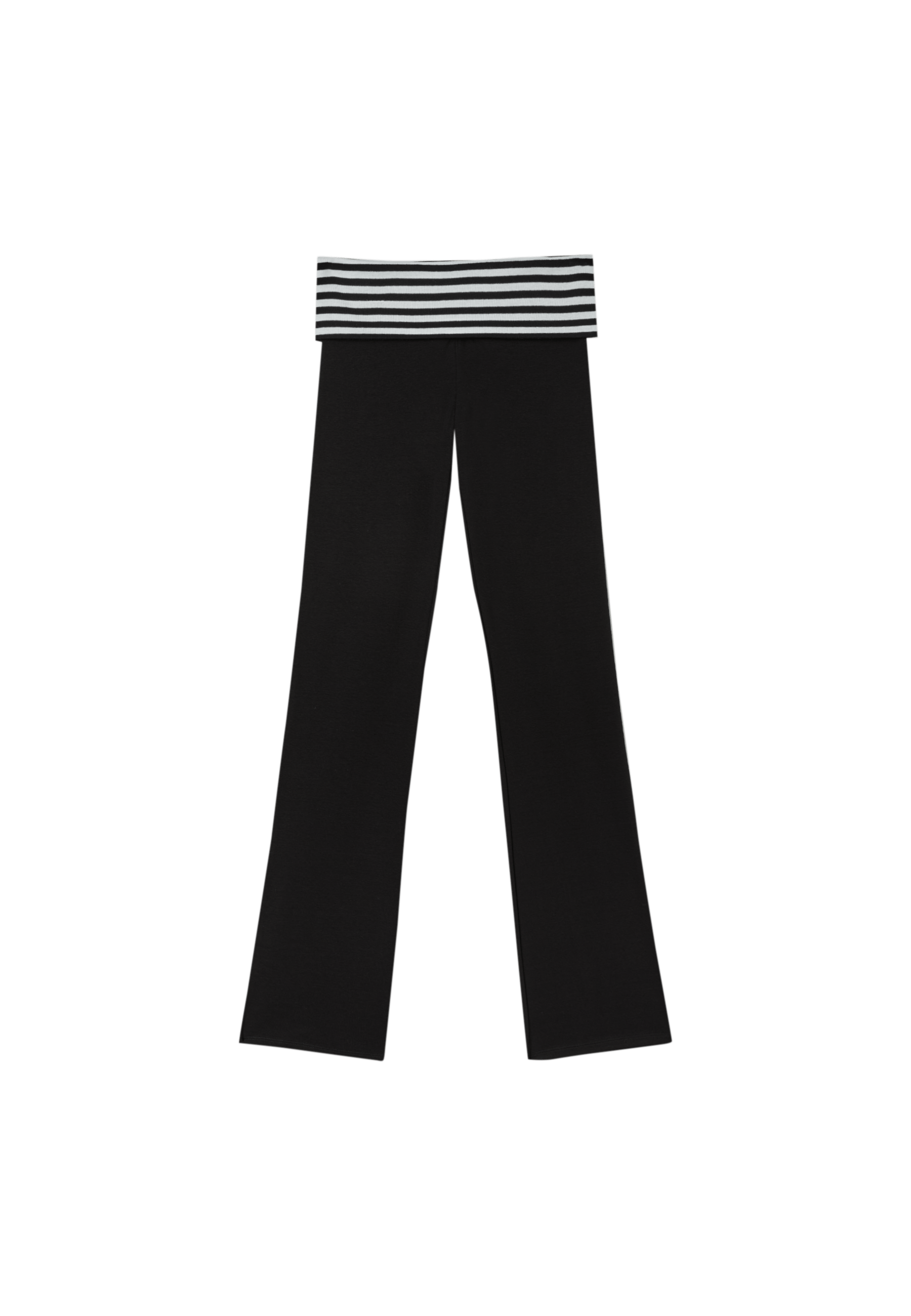 Turn-down waist bell bottom leggings — Black