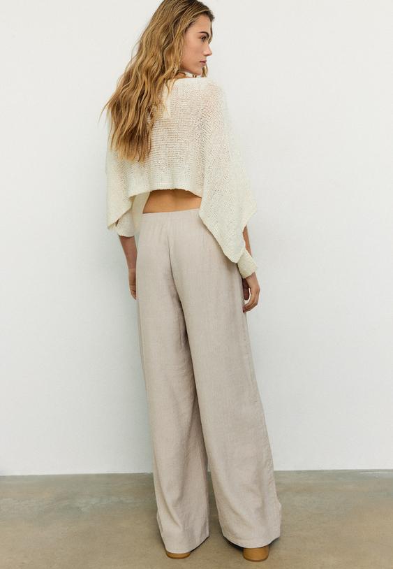 Stradivarius Flowing Sarong Trousers Stone L