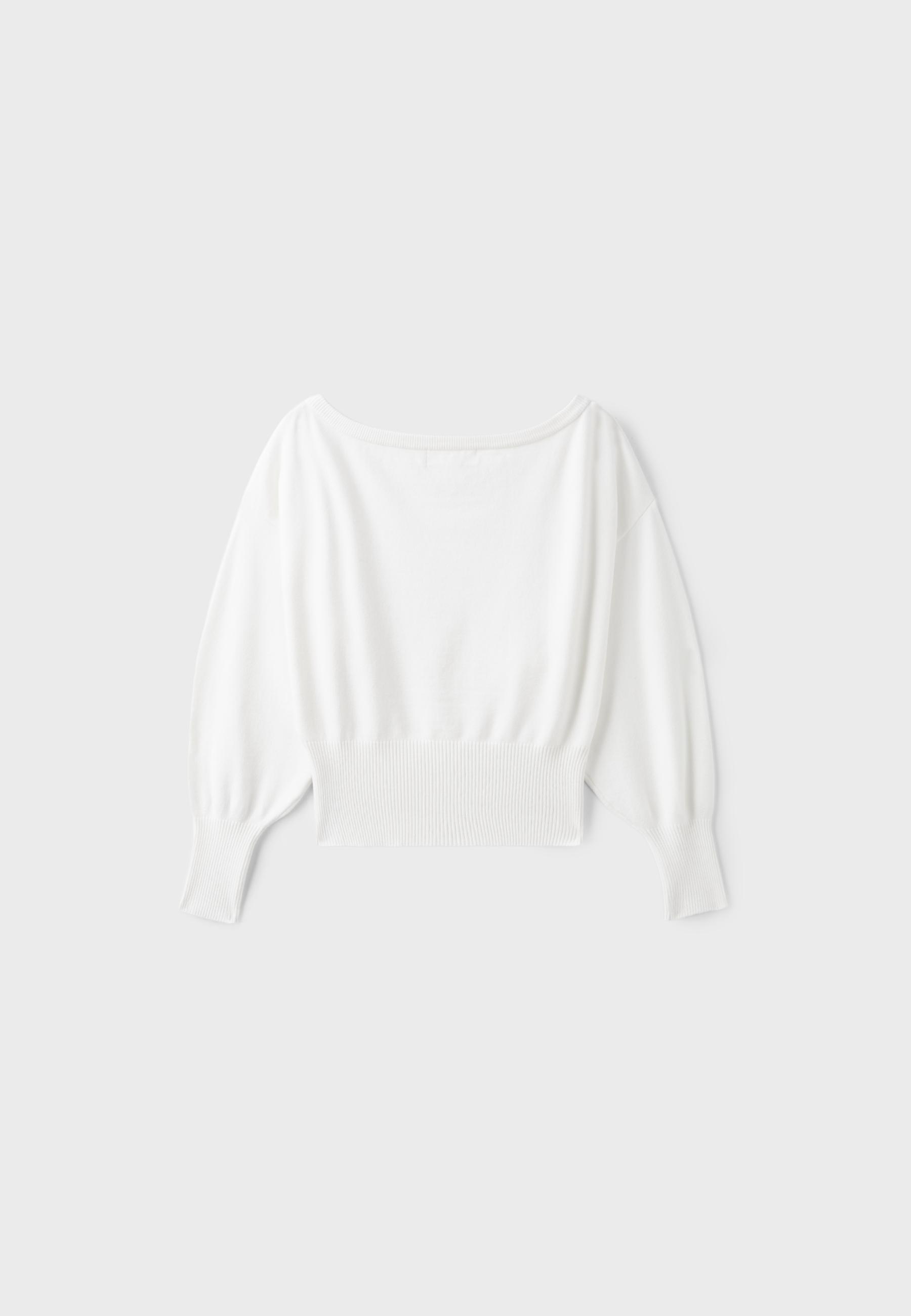 Asymmetric ribbed hem knit jumper — Ecru