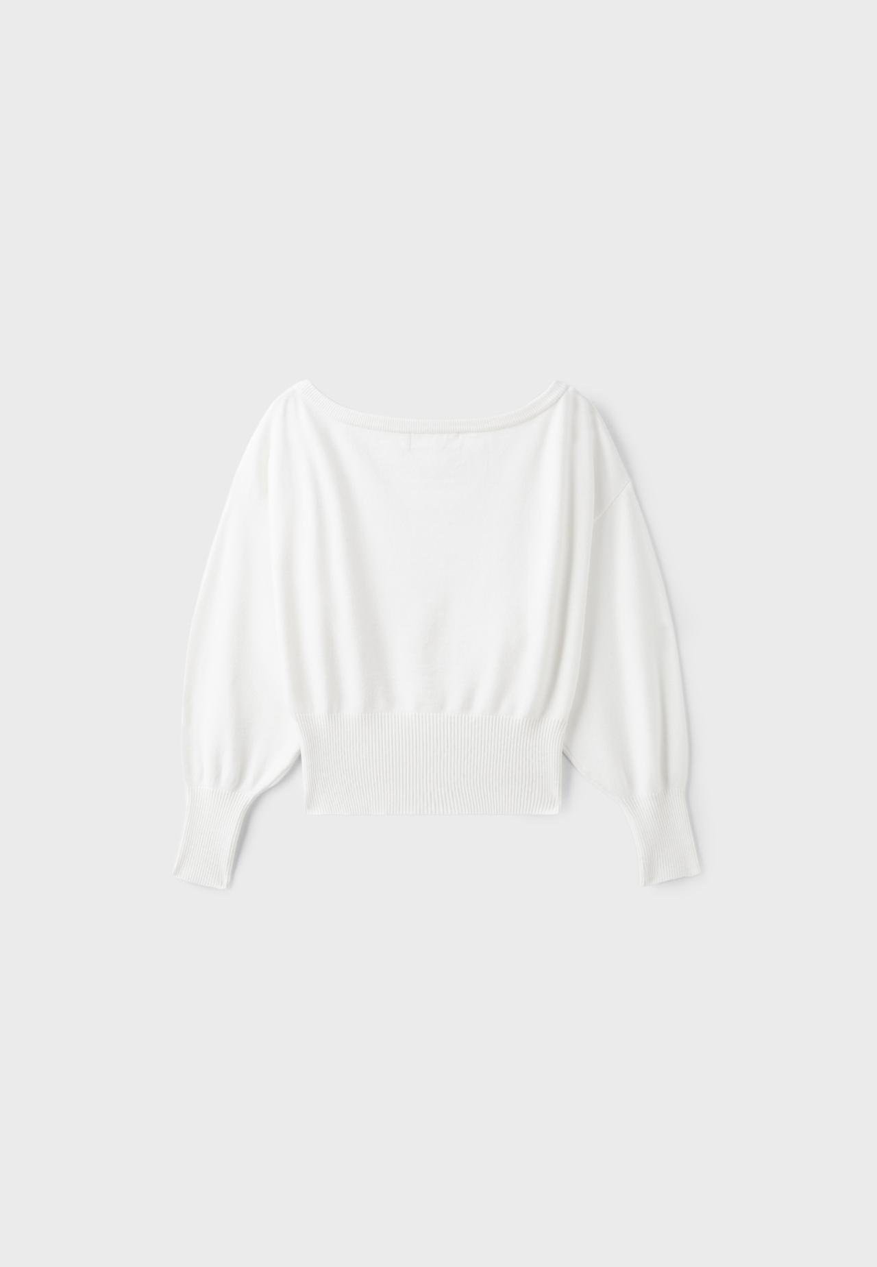 Asymmetric ribbed hem knit jumper — Ecru