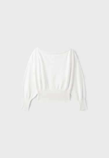 Asymmetric ribbed hem knit jumper — Ecru 8