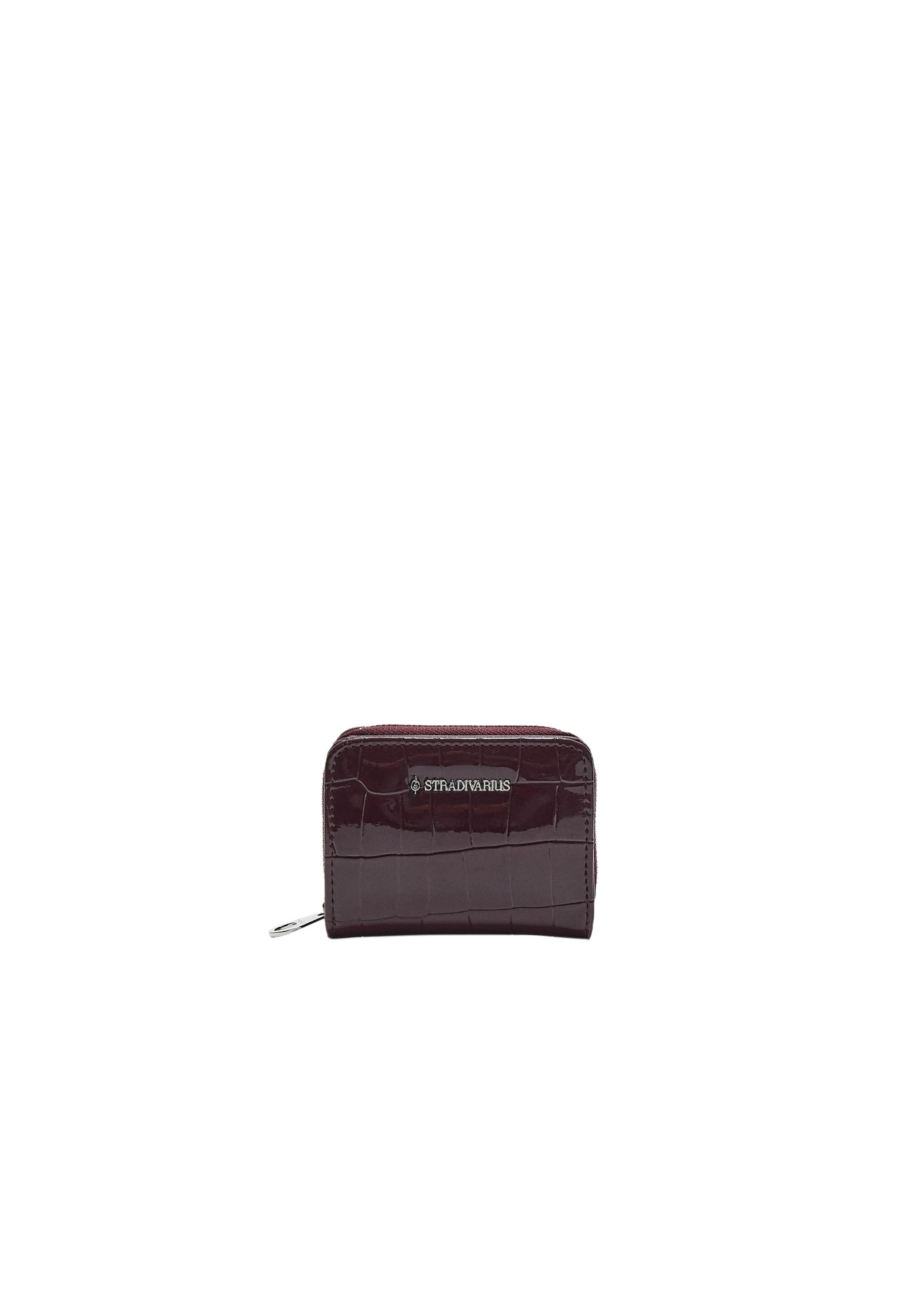 Zipped mock croc purse — Burgundy