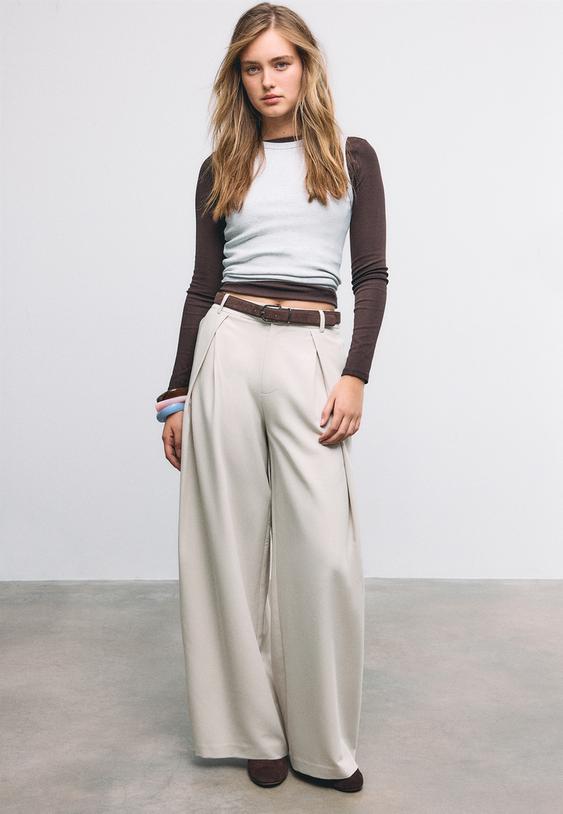 maxi pensli kemerli pantolon