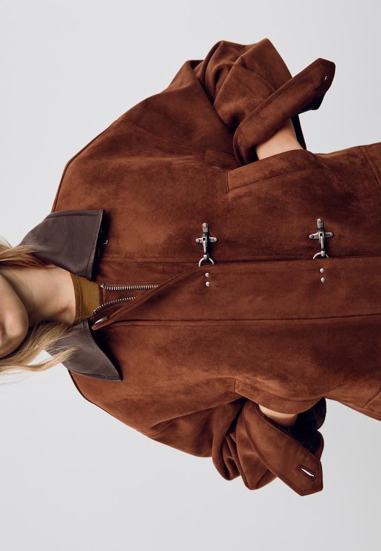 faux suede jacket with toggles