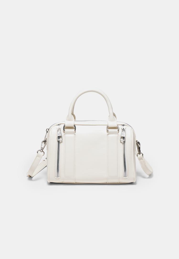 Stradivarius Geantă Crossbody Cu Fermoare Ecru Os
