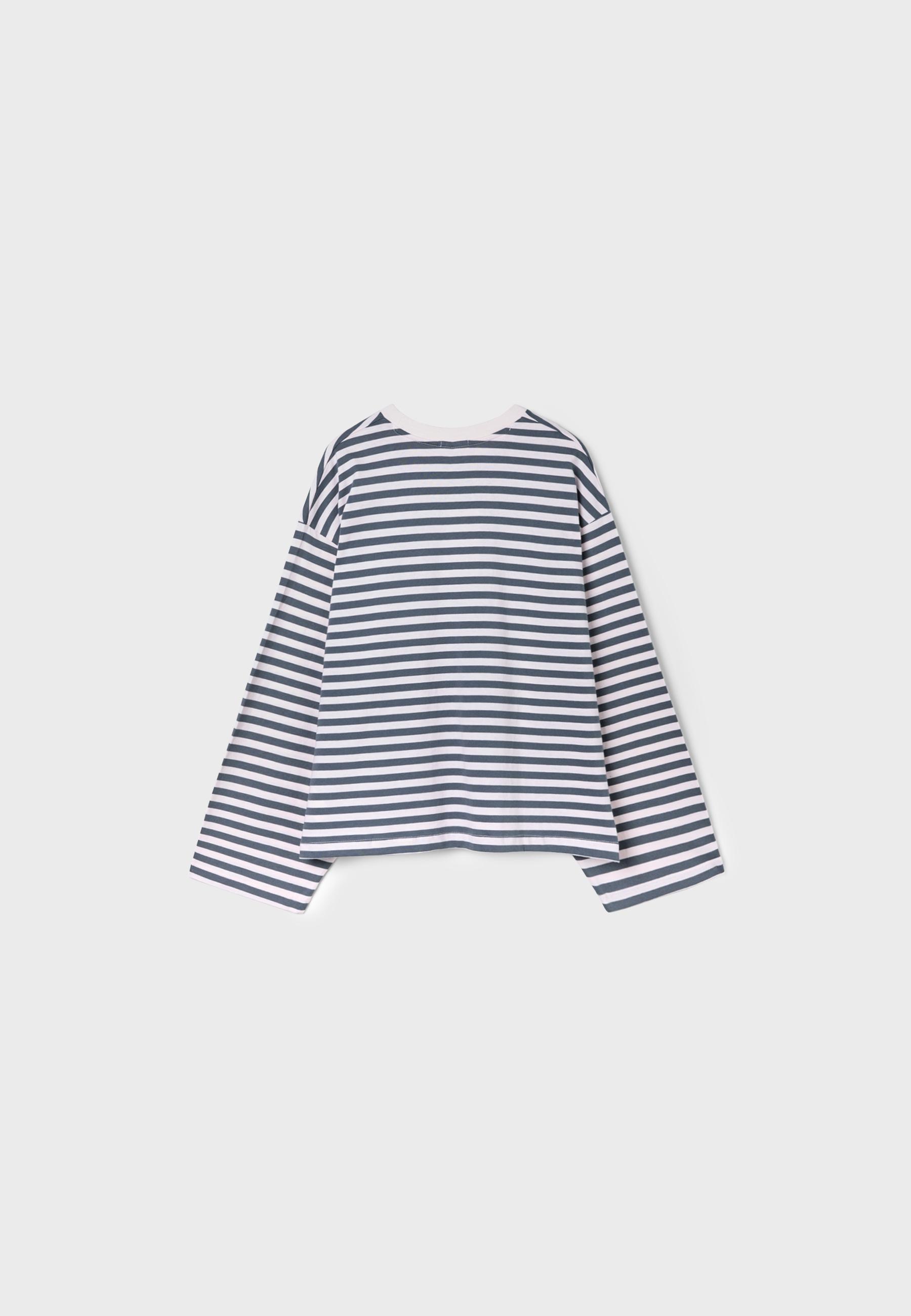 Striped printed long sleeve T-shirt — Dark grey