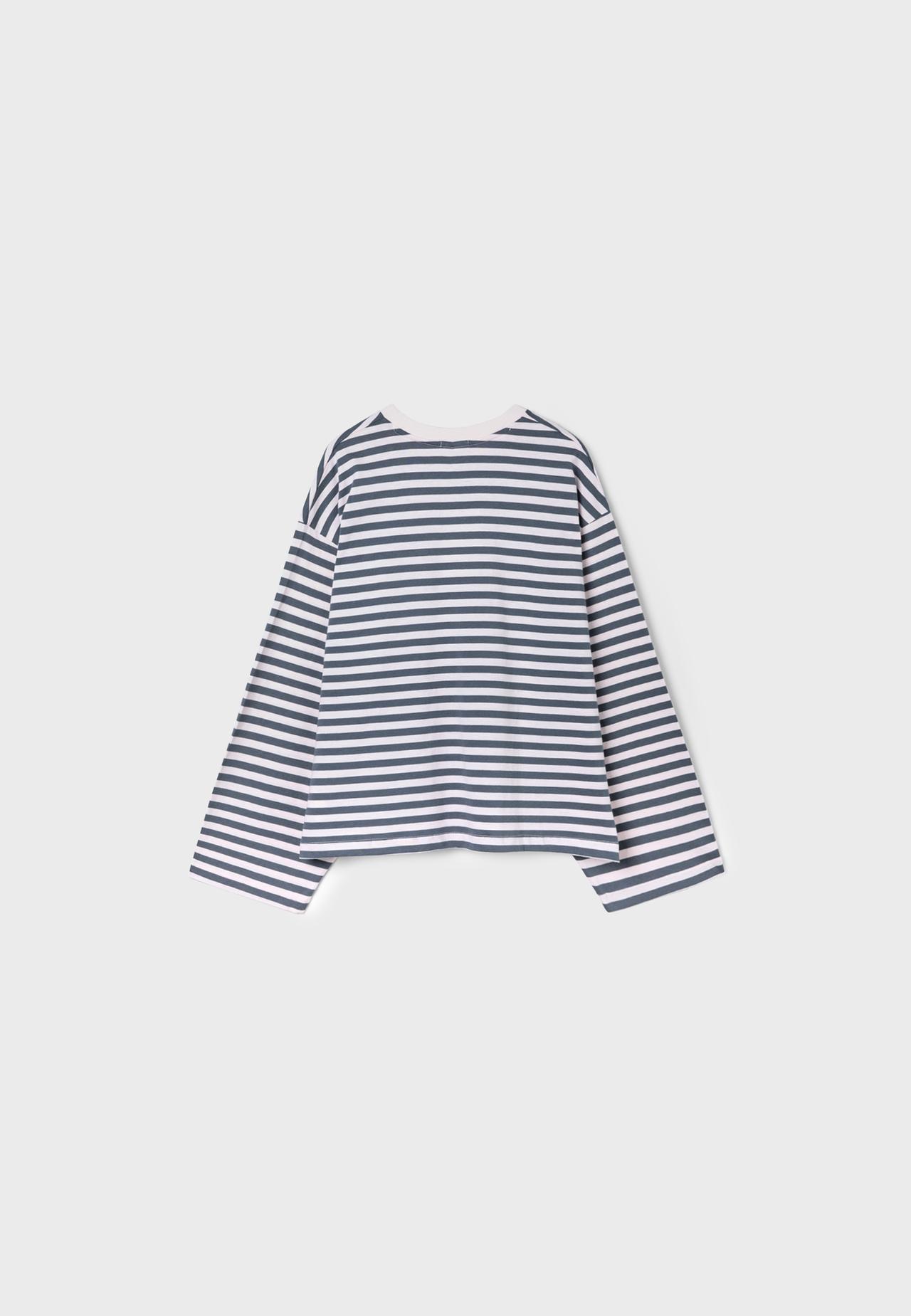 Striped long sleeve print T-shirt — Dark grey