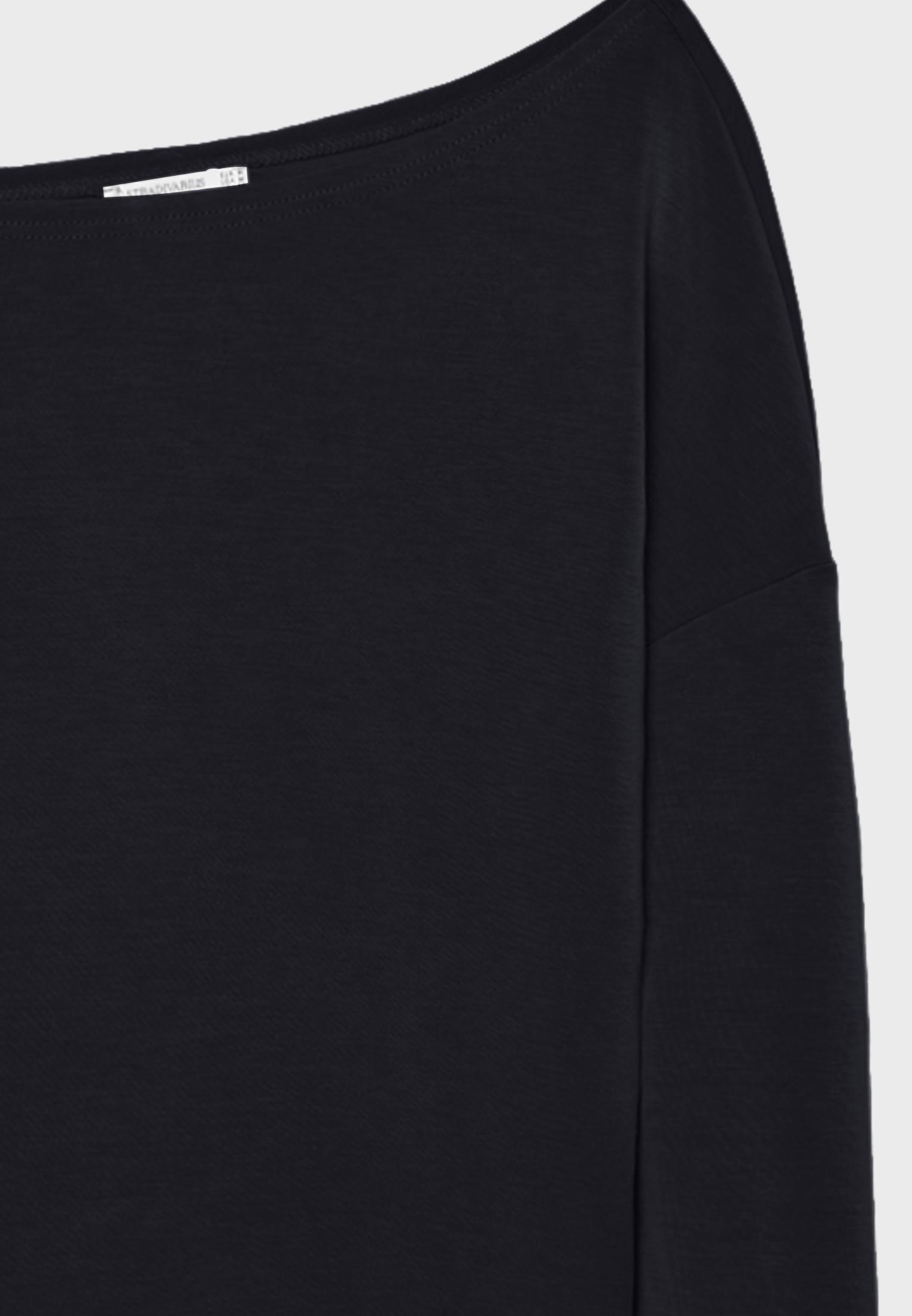 Soft-touch off-the-shoulder sweatshirt — Black