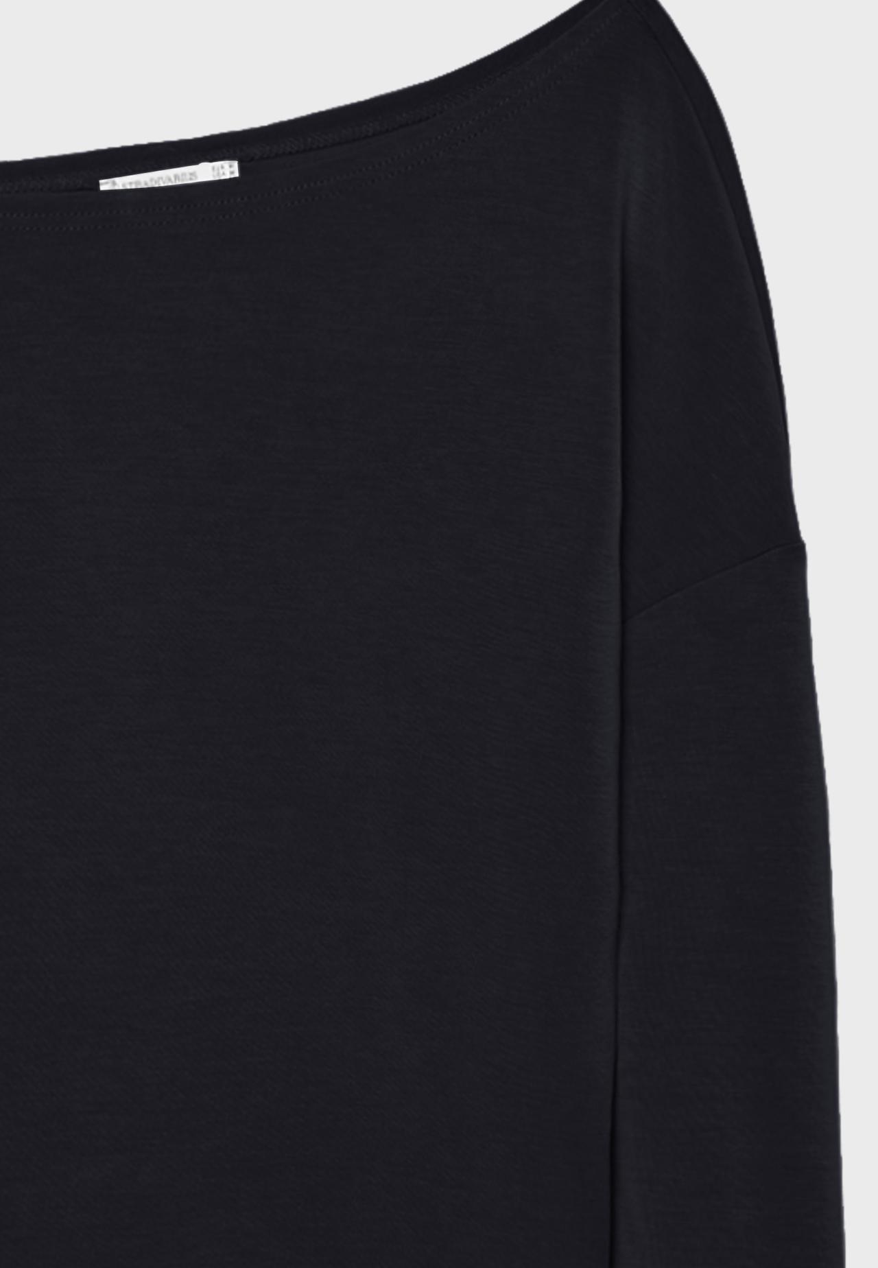 Soft-touch off-the-shoulder sweatshirt — Black