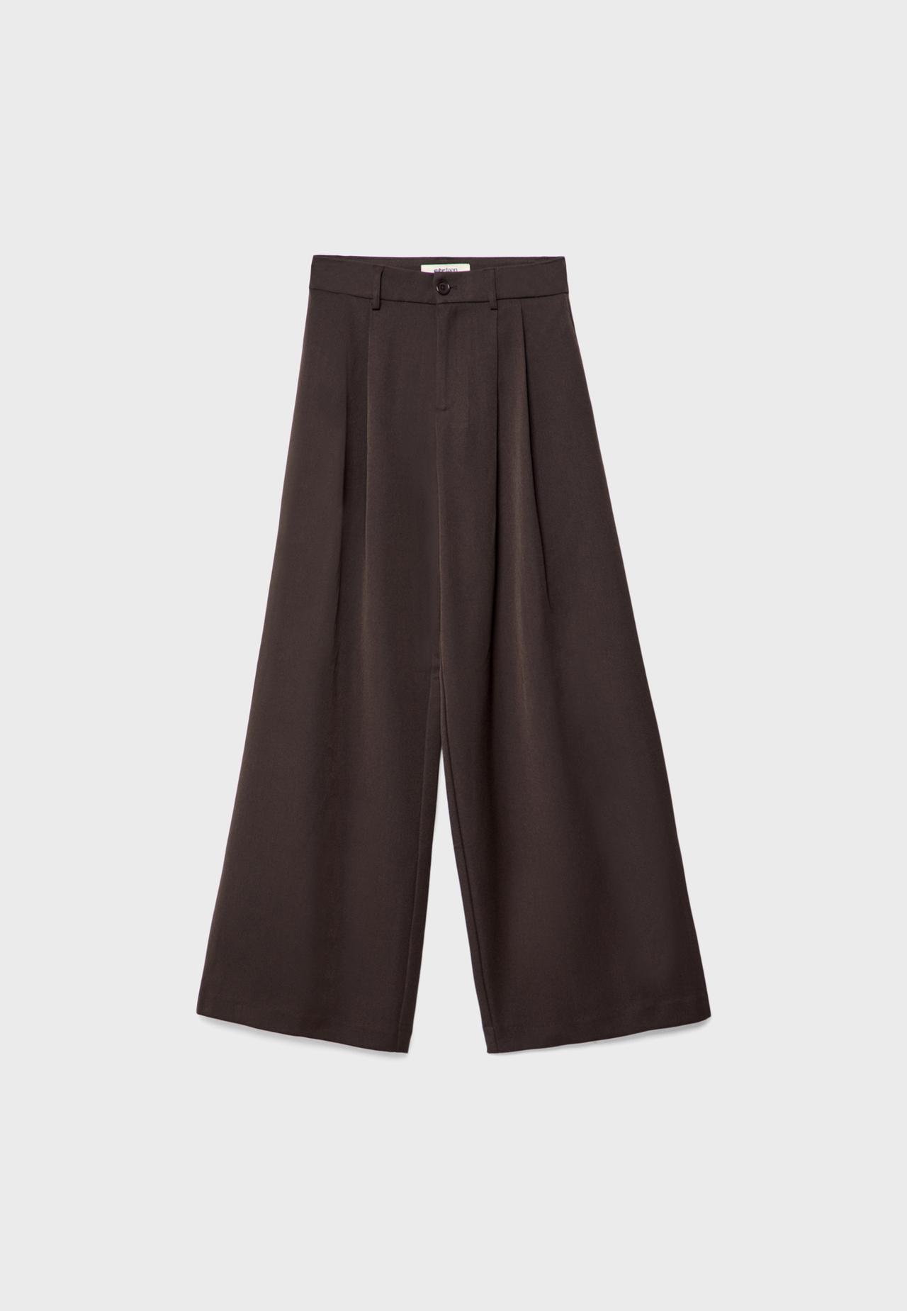 Tailored wide-leg trousers with darts — Brown
