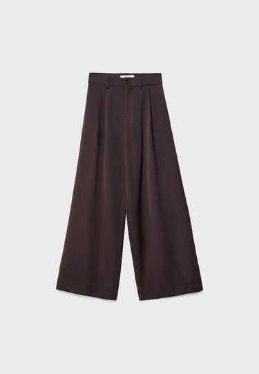 Tailored wide-leg trousers with darts — Brown 7