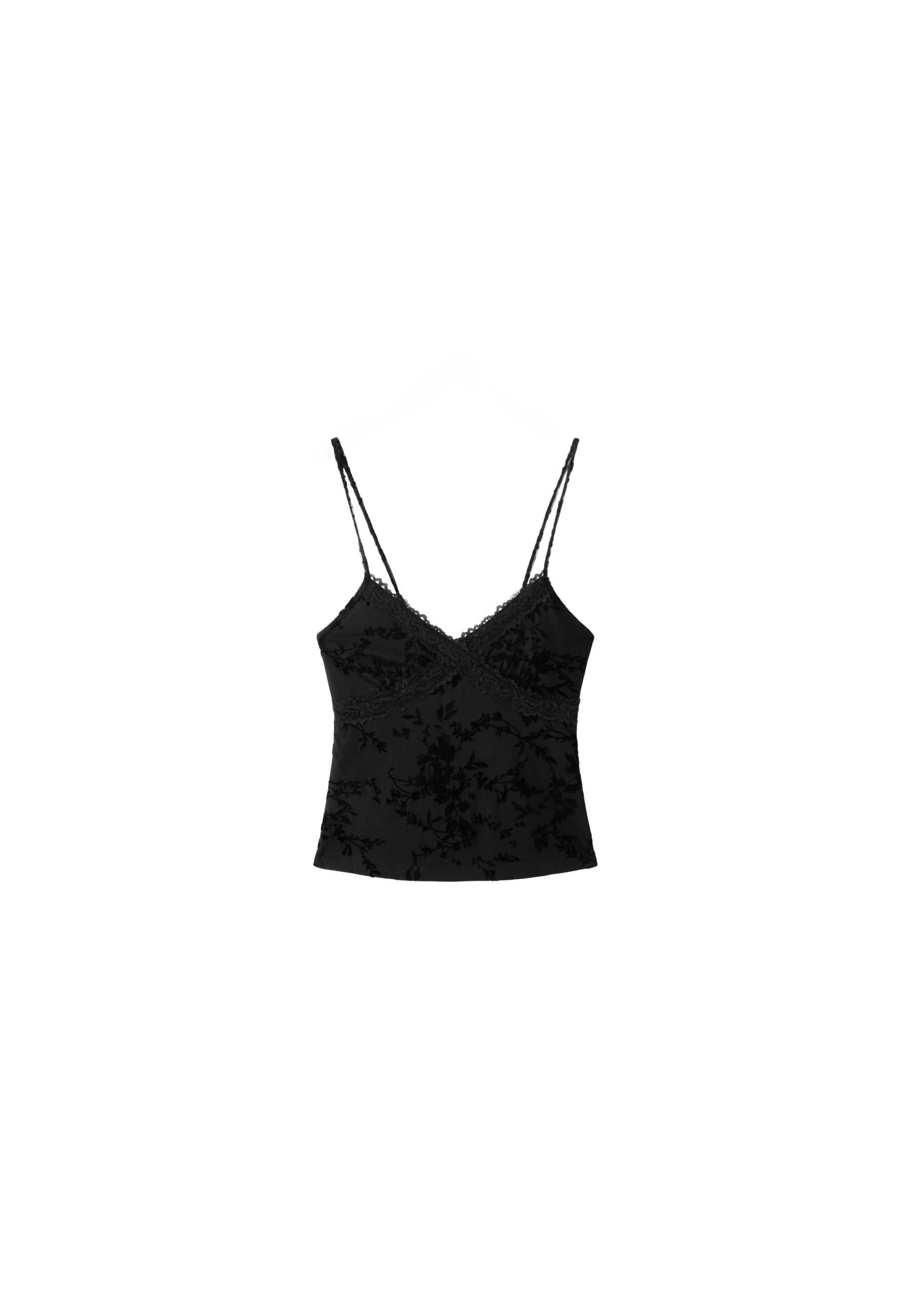 Felted lace fitted top — Black