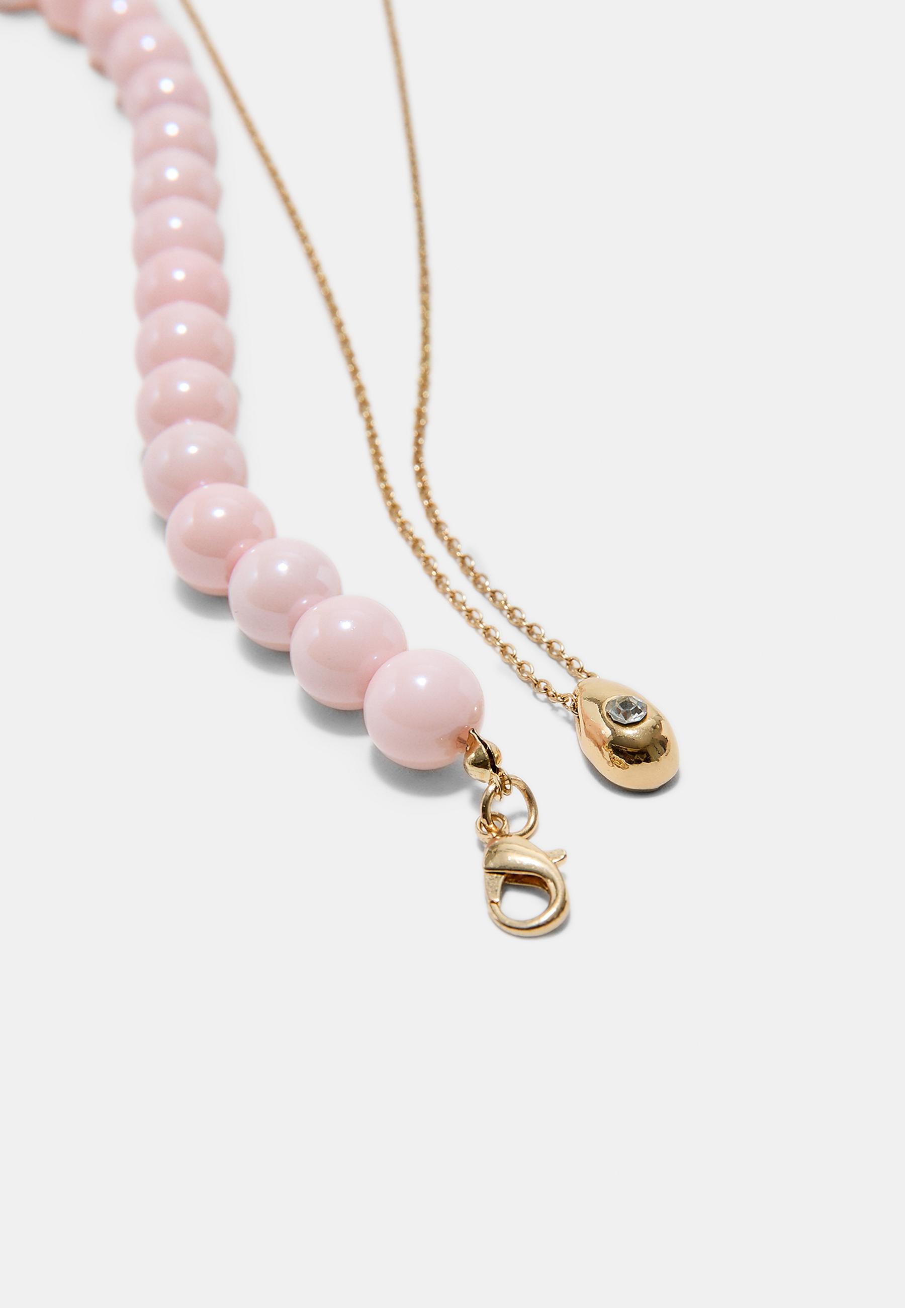 Set of 2 bead necklaces — Pastel pink