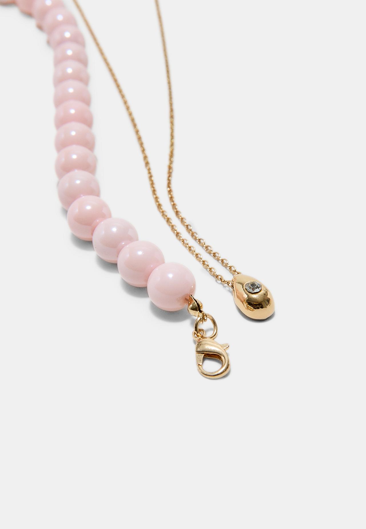 Set of 2 bead necklaces — Pastel pink
