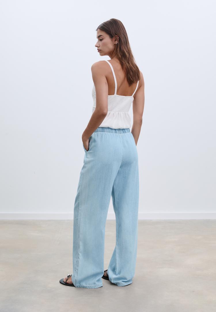 pantalon fluido largo denim