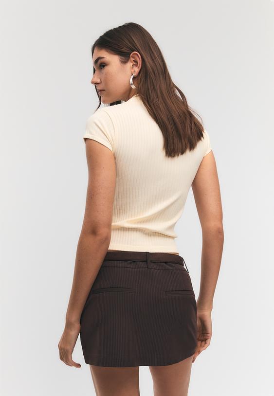 Stradivarius Mini Skort With Belt Brown M