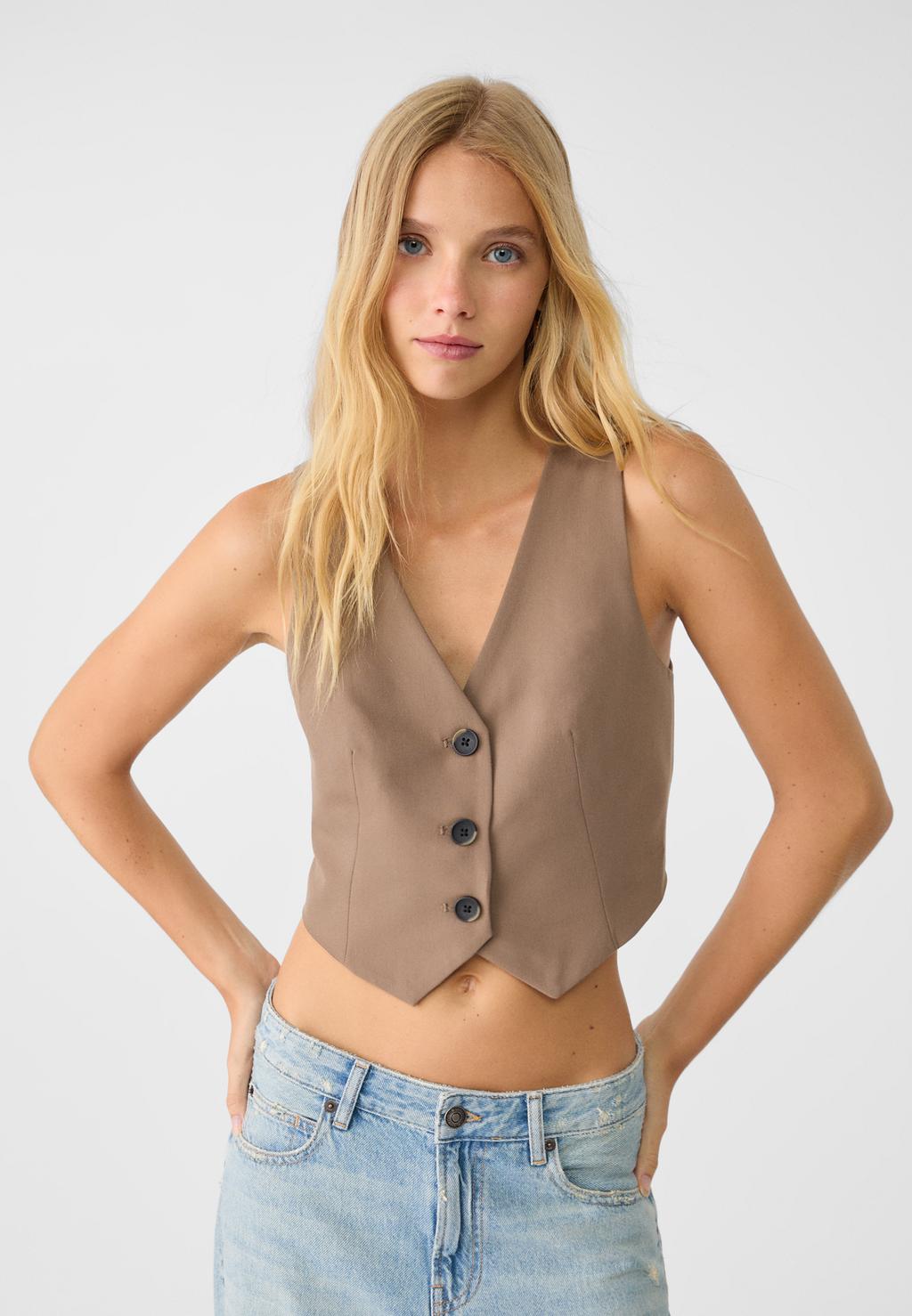 Cropped waistcoat with open back