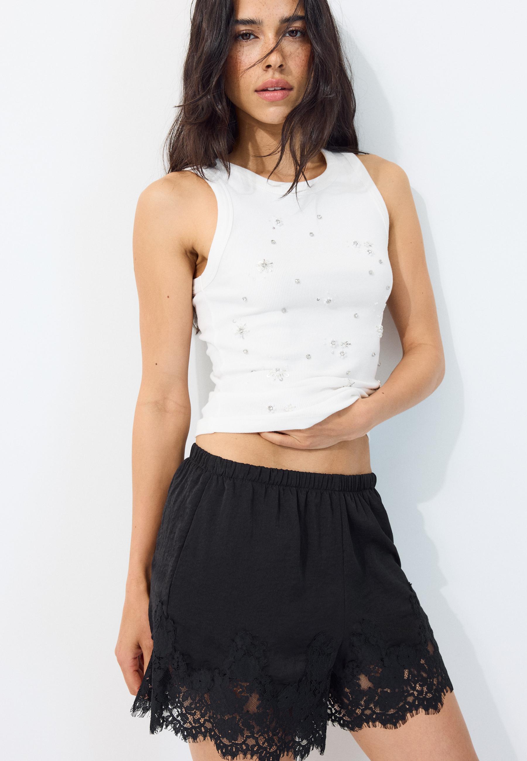Jewelled racerback T-shirt — White