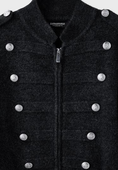 Soft-touch button-up knit cardigan — Dark grey 9